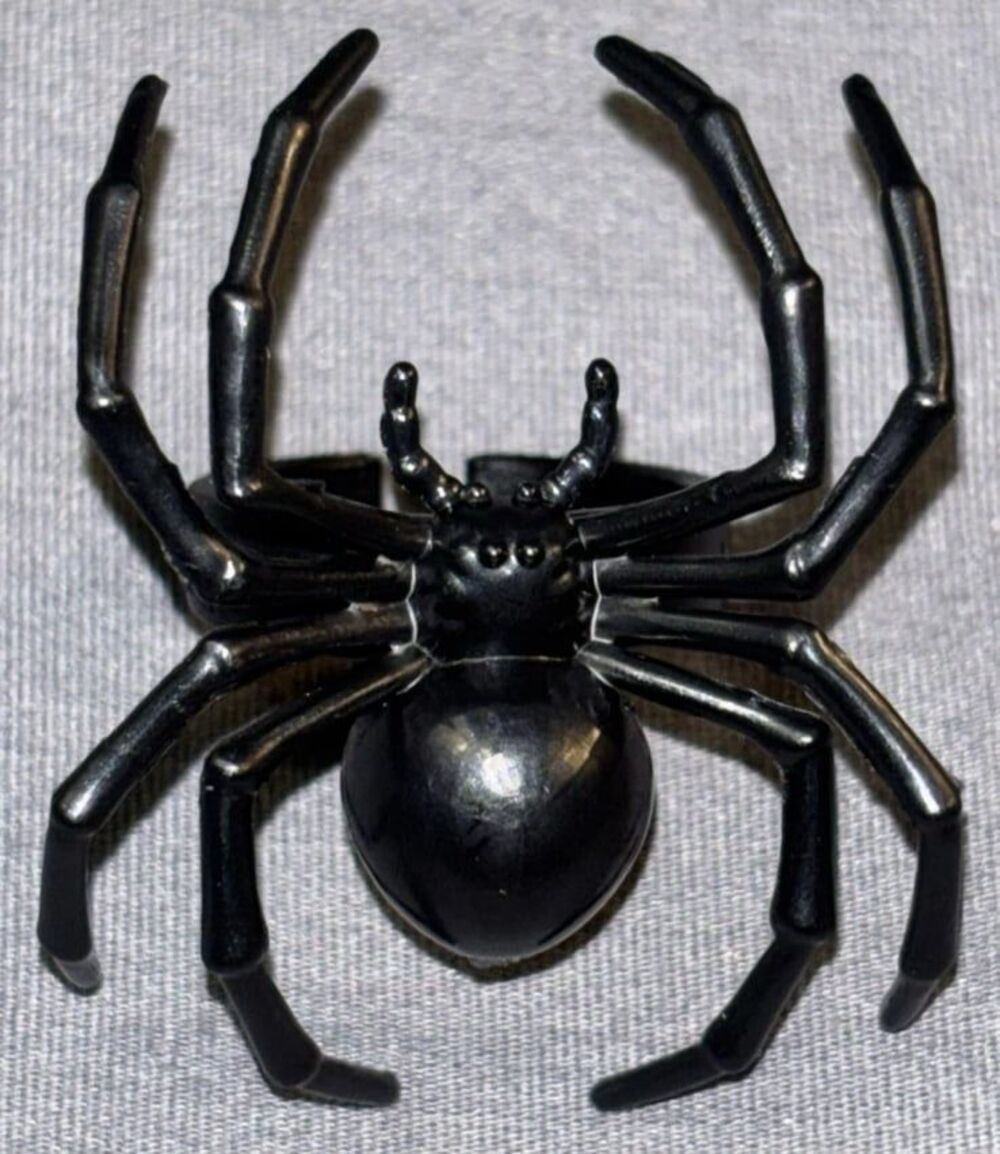 6 Black Spider Rings or Cupcake Toppers Halloween